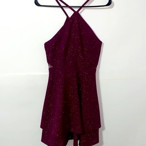 purple dress with mesh sides